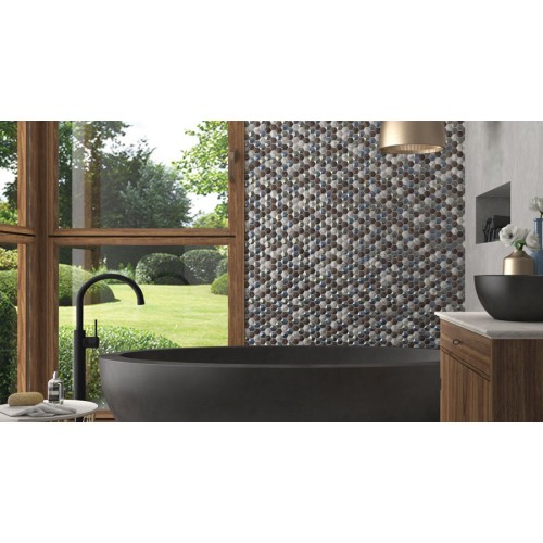 Honey Sapelly Mix Hex Mosaic 35mm Hex (31.7x30.7cm)