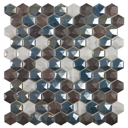 Honey Sapelly Mix Hex Mosaic 35mm Hex (31.7x30.7cm)