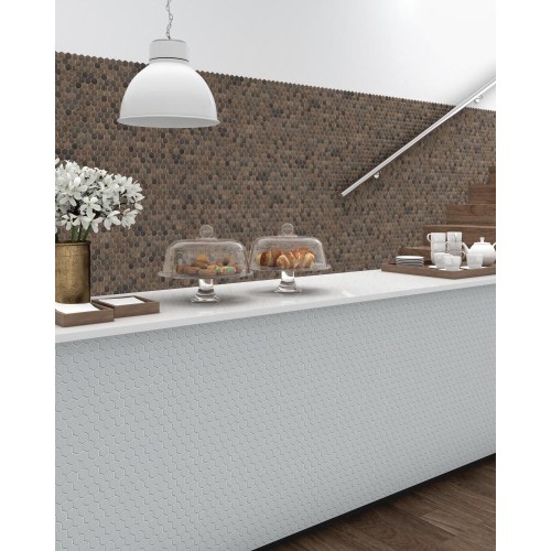 Honey Nordic White Mosaic 35mm Hex (31.7x30.7cm)