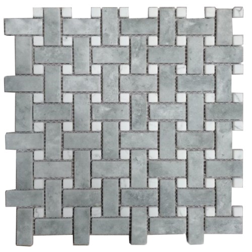 Ritz Grey Marble / Carrara - Basketweave Mosaic 28.6x28.6cm (28.6x28.6cm)