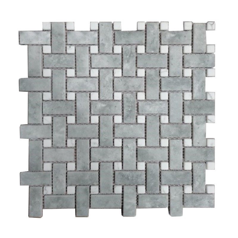 Ritz Grey Marble / Carrara - Basketweave Mosaic 28.6x28.6cm (28.6x28.6cm)