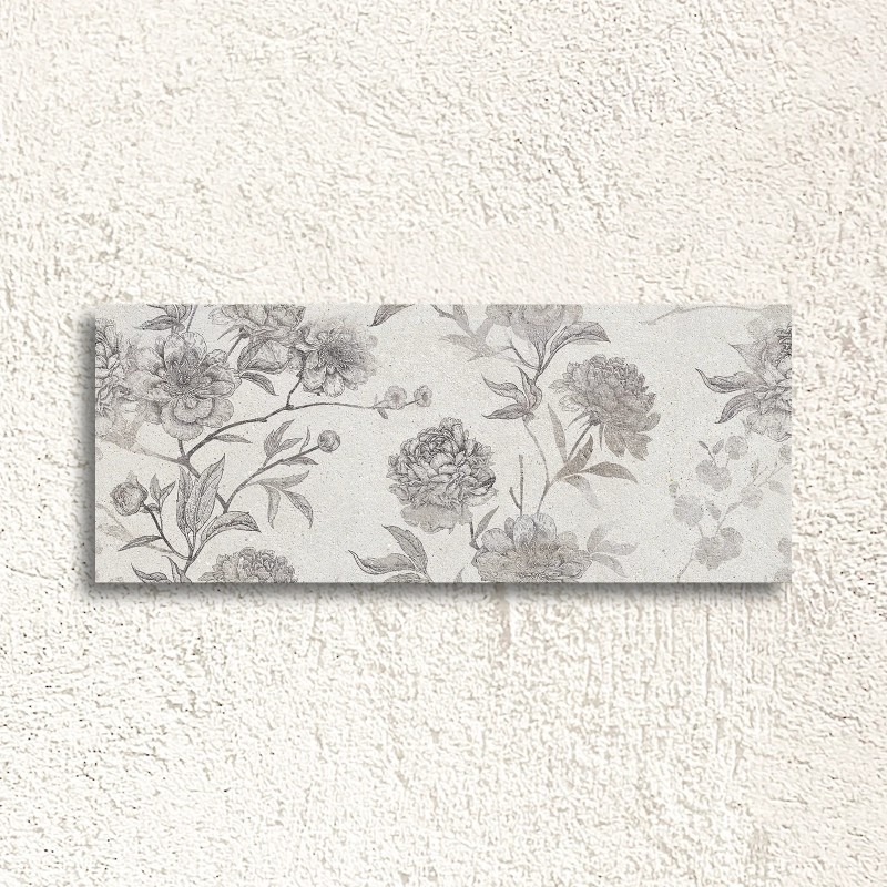 Borneo White Malone Floral Dec Matt 30x75cm (box of 7)