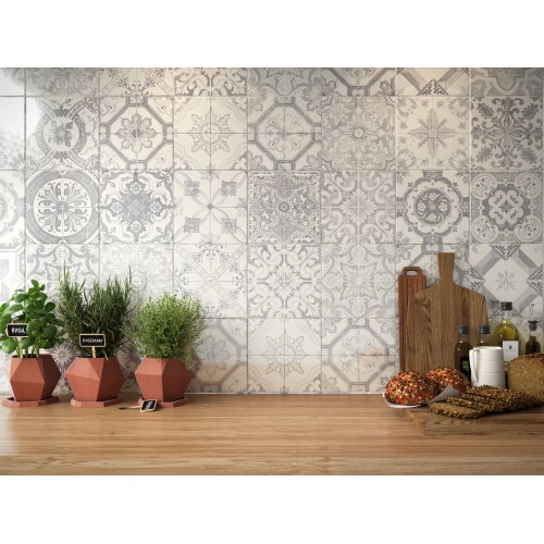 Nikea Grey Patterned Matt 20x20cm (box of 25)