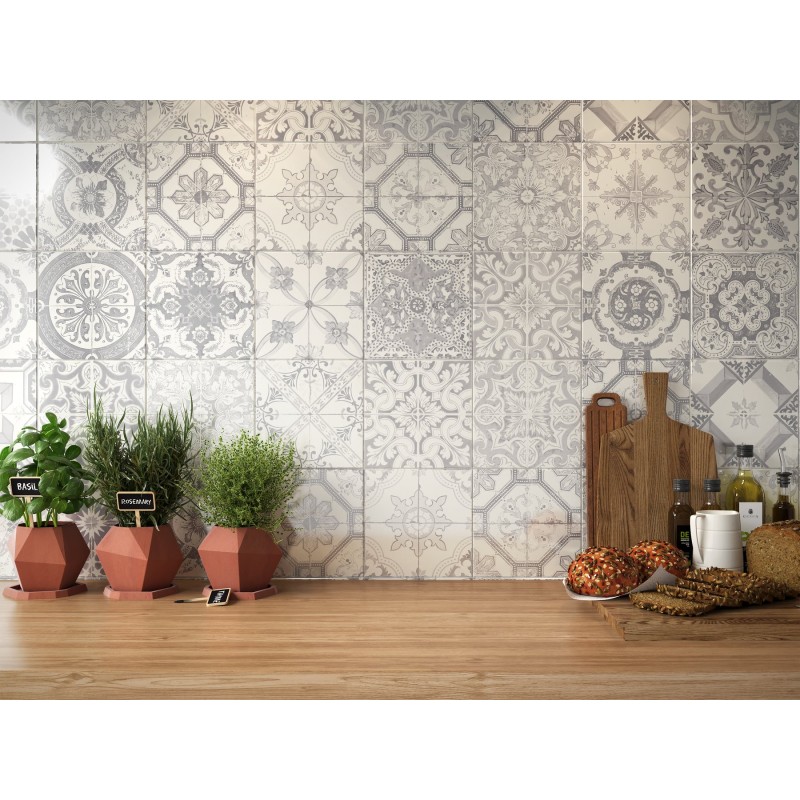 Nikea Grey Patterned Matt 20x20cm (box of 25)
