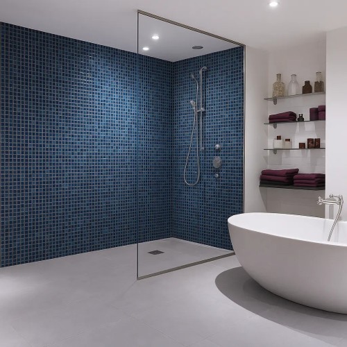Aquastyle Arrecife Blue Mosaic Gloss 25x25mm 31.1x46.7cm 