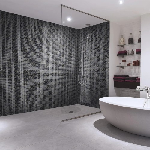 Aquastyle Arrecife Iridis Grey Mosaic Gloss 25x25mm 31.1x46.7cm 