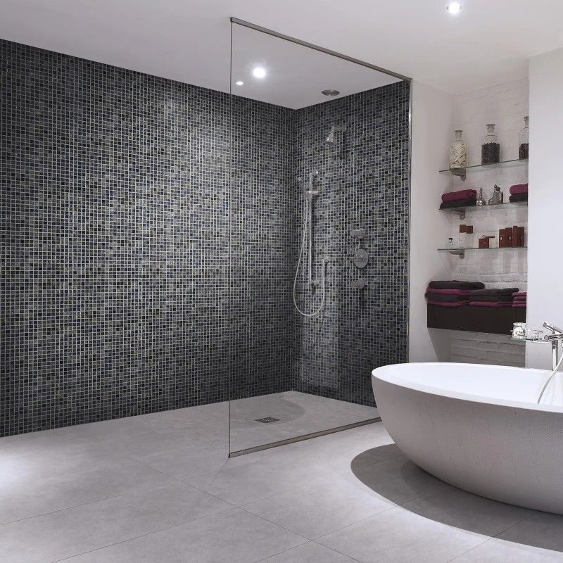 Aquastyle Arrecife Iridis Grey Mosaic Gloss 25x25mm 31.1x46.7cm 