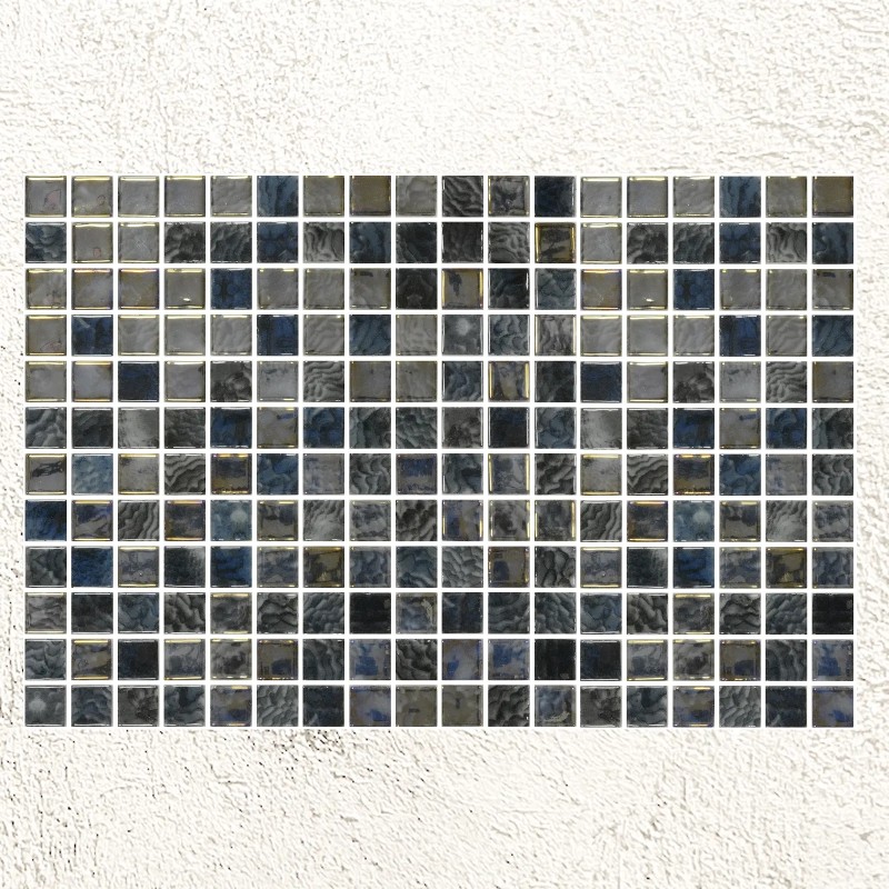 Aquastyle Arrecife Iridis Grey Mosaic Gloss 25x25mm 31.1x46.7cm 