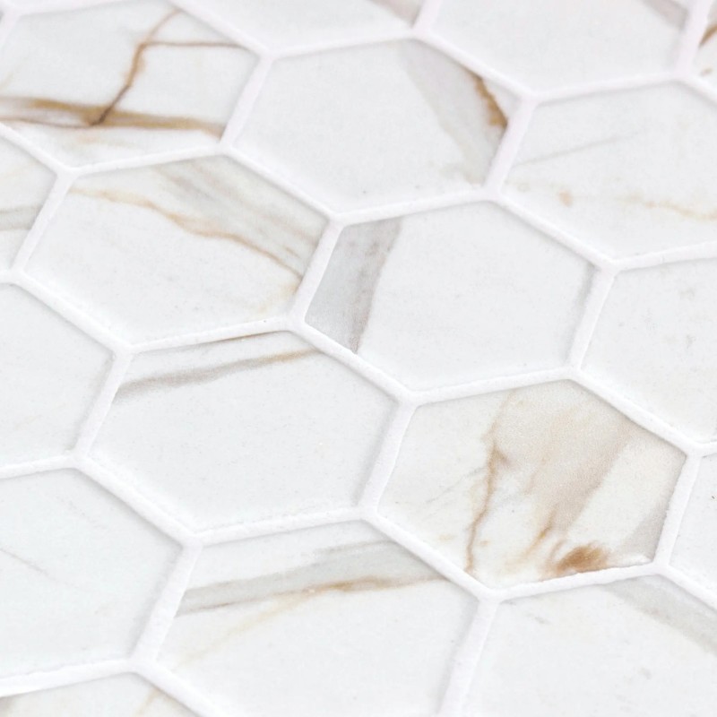 Hex XL Calacatta Gold Mosaic Matt 51mm Hex 28.6x28.4cm 