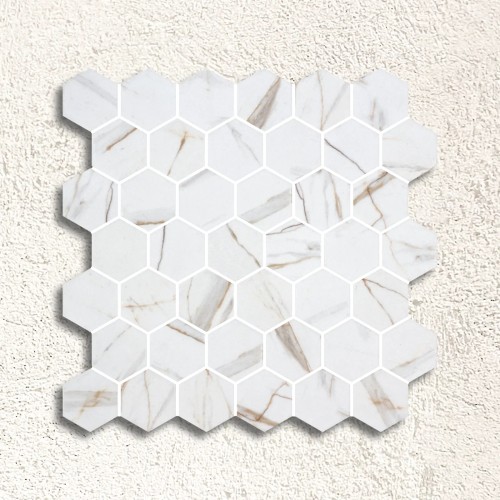 Hex XL Calacatta Gold Mosaic Matt 51mm Hex 28.6x28.4cm 