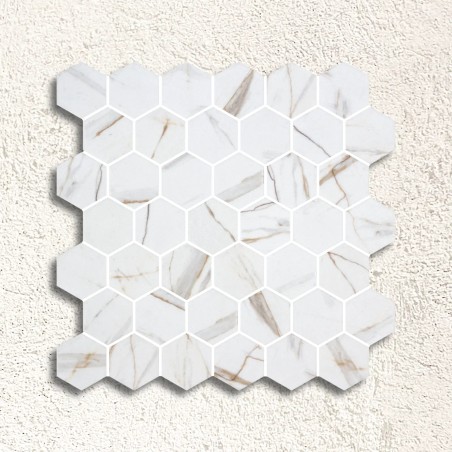 Hex XL Calacatta Gold Mosaic Matt 51mm Hex 28.6x28.4cm 