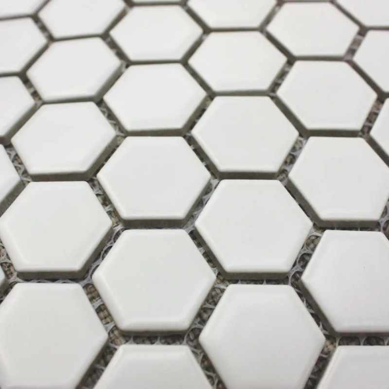 Shapes - Hexagon White (CM-2140) Mosaic Matt 23mm Hex 26x30cm 