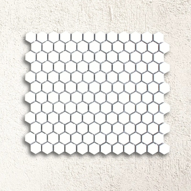 Shapes - Hexagon White (CM-2140) Mosaic Matt 23mm Hex 26x30cm 
