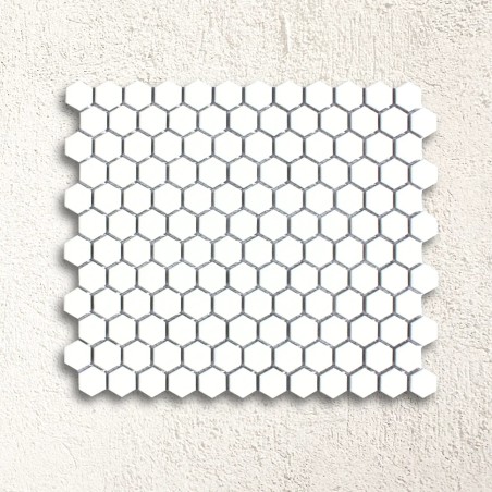Shapes - Hexagon White (CM-2140) Mosaic Matt 23mm Hex 26x30cm 