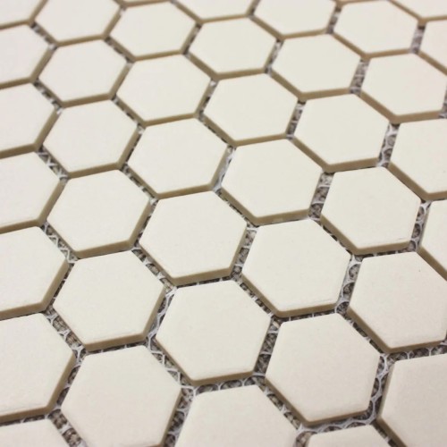 Shapes - Hexagon Unglazed White (CU-2101) Mosaic Matt 23mm Hex 26x30cm 