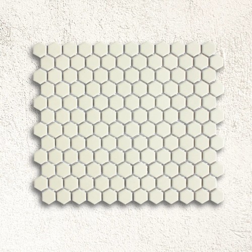 Shapes - Hexagon Unglazed White (CU-2101) Mosaic Matt 23mm Hex 26x30cm 