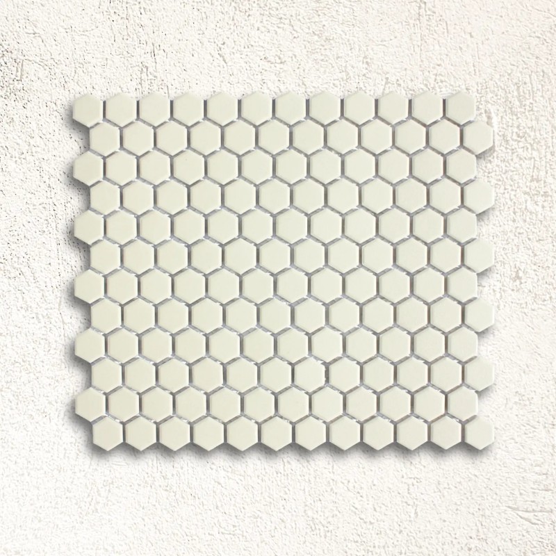 Shapes - Hexagon Unglazed White (CU-2101) Mosaic Matt 23mm Hex 26x30cm 