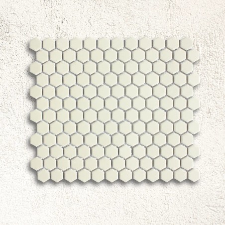 Shapes - Hexagon Unglazed White (CU-2101) Mosaic Matt 23mm Hex 26x30cm 