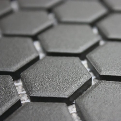 Shapes - Hexagon Unglazed Black (CU-2117) Mosaic Matt 23mm Hex 26x30cm 