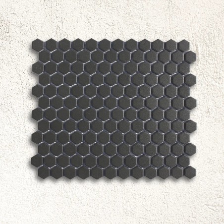 Shapes - Hexagon Unglazed Black (CU-2117) Mosaic Matt 23mm Hex 26x30cm 