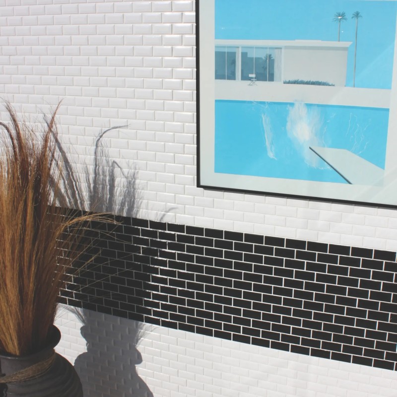 Shapes - Mini Metro White - Bevel Brick (CG-4102) Mosaic Gloss 23x48mm 30x30cm 