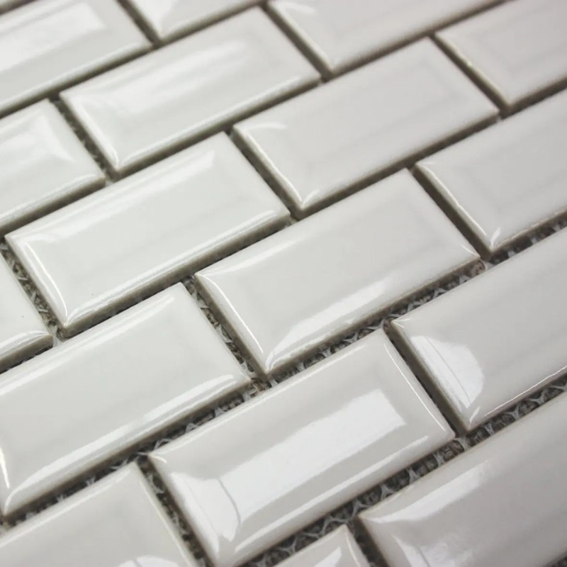 Shapes - Mini Metro White - Bevel Brick (CG-4102) Mosaic Gloss 23x48mm 30x30cm 