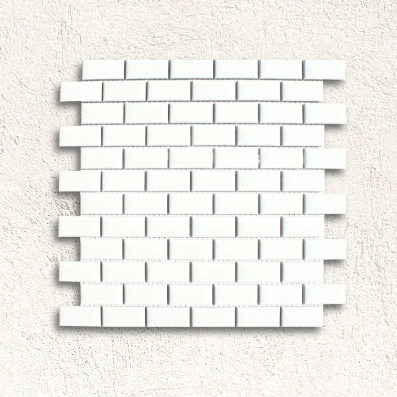 Shapes - Mini Metro White - Bevel Brick (CG-4102) Mosaic Gloss 23x48mm 30x30cm 