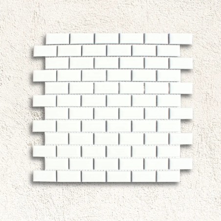 Shapes - Mini Metro White - Bevel Brick (CG-4102) Mosaic Gloss 23x48mm 30x30cm 