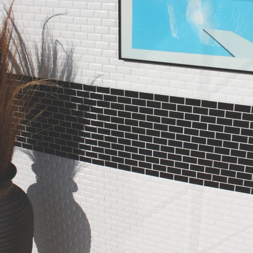 Shapes - Mini Metro Black - Bevel Brick (CG-4890) Mosaic Gloss 23x48mm 30x30cm 