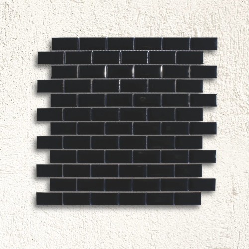 Shapes - Mini Metro Black - Bevel Brick (CG-4890) Mosaic Gloss 23x48mm 30x30cm 