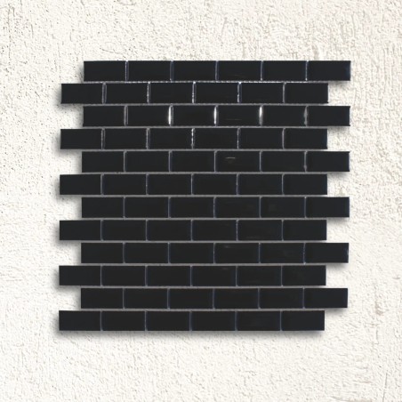 Shapes - Mini Metro Black - Bevel Brick (CG-4890) Mosaic Gloss 23x48mm 30x30cm 