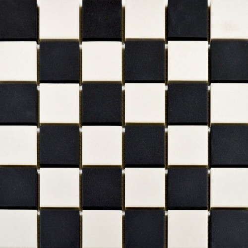 Era White & Black Chequer Mosaic 29.1x29.1cm