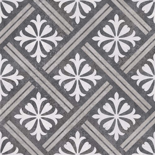 Mondrian Charcoal Patterned Vitrified 33.5x33.5cm (box of 13)