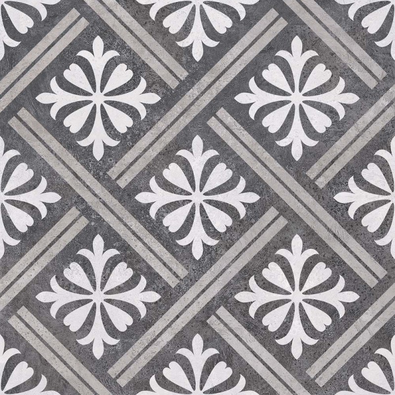 Mondrian Charcoal Patterned Vitrified 33.5x33.5cm (box of 13)