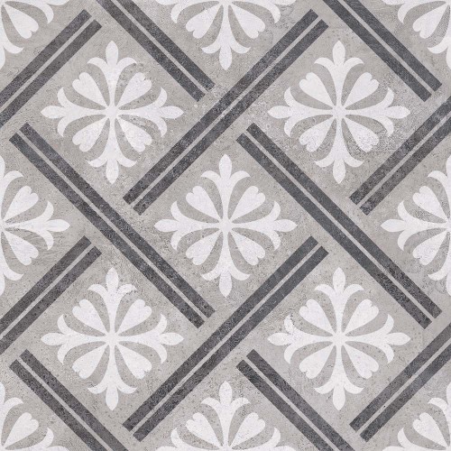 Mondrian Grey Patterned Vitrified 33.5x33.5cm (box of 13)