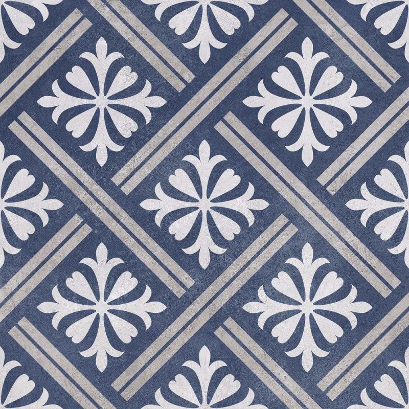 Mondrian Navy Blue Patterned Vitrified 33.5x33.5cm (box of 13)