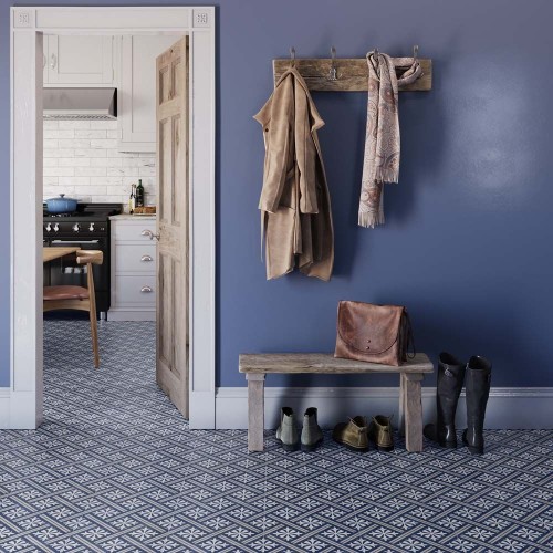 Mondrian Navy Blue Patterned Vitrified 33.5x33.5cm (box of 13)