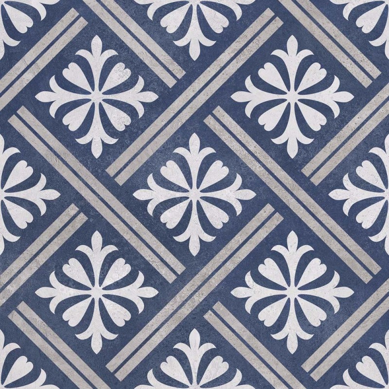Mondrian Navy Blue Patterned Vitrified 33.5x33.5cm (box of 13)