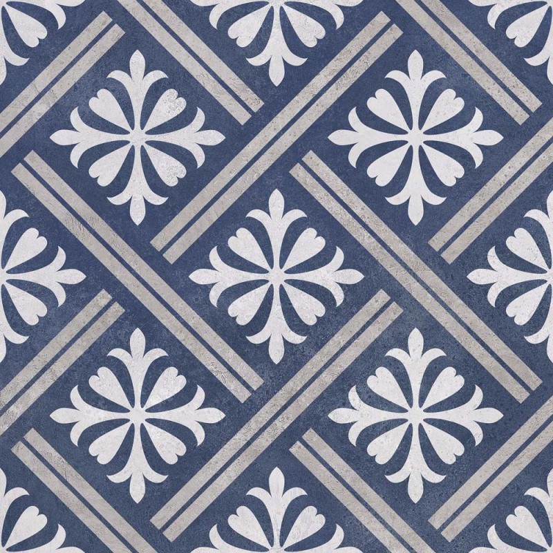 Mondrian Navy Blue Patterned Vitrified 33.5x33.5cm (box of 13)