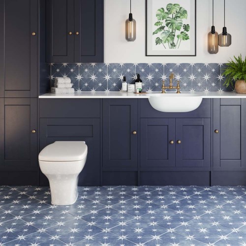 Vincent Navy Blue Patterned Vitrified 33.5x33.5cm (box of 13)
