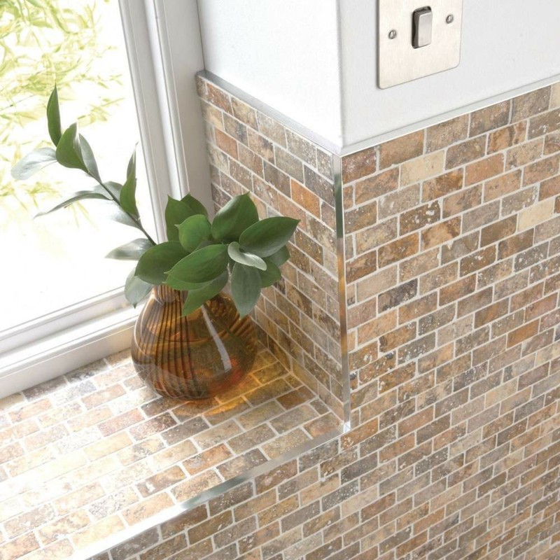 TileTight Straight Edge Metal Trim 8mm Brushed Effect (pack of 5)