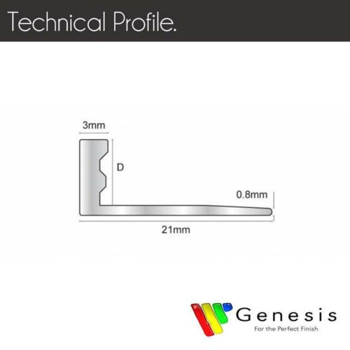 Genesis Aluminium Straight Edge Trim 6mm Bright Silver 2.5m (pack of 5)