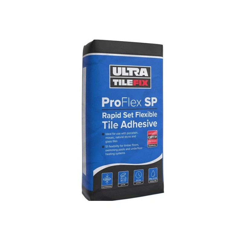 UltraTile ProFlex SP - Rapid Set Flexible Tile Adhesive C2FT-S1 - White (20kg bag)