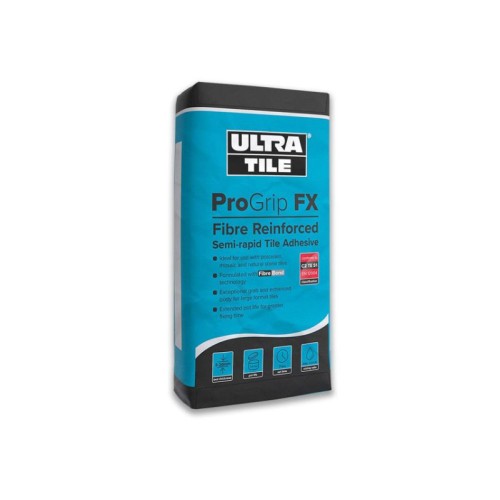 UltraTile ProGrip FX  - Fibre Reinforced Semi-Rapid Tile Adhesive C2TE-S1 - Grey (20k bag)