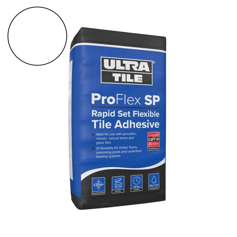 UltraTile ProFlex SP - Rapid Set Flexible Tile Adhesive C2FT-S1 - White (20kg bag)