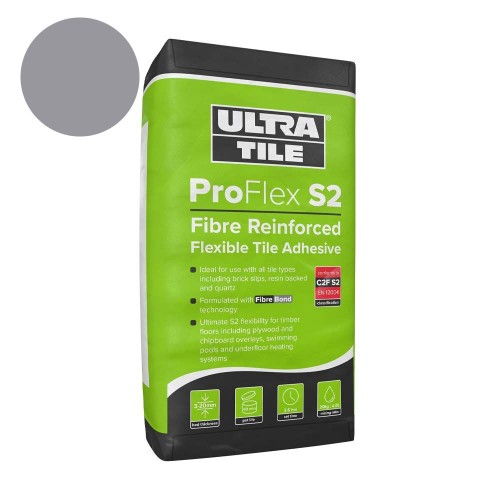 UltraTile ProFlex S2 - Fibre Reinforced Flexible Tile Adhesive C2F-S2 - Grey (20kg bag)