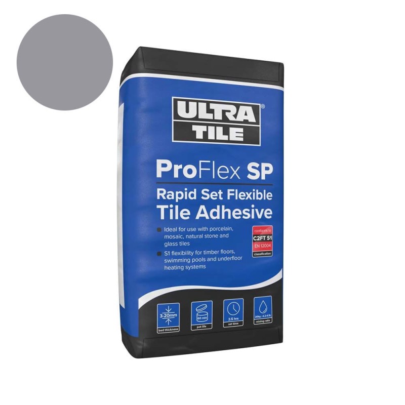 UltraTile ProFlex SP - Rapid Set Flexible Tile Adhesive C2FT-S1 - Grey (20kg bag)