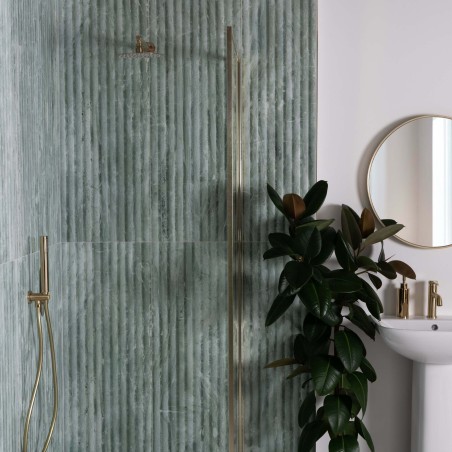 Fluted Travertino Jungle Green Tile | 40x120cm | Tile Kingdom