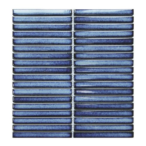 Linear Blue Polished Porcelain Mosaic 29.6x31.3cm (per sheet)
